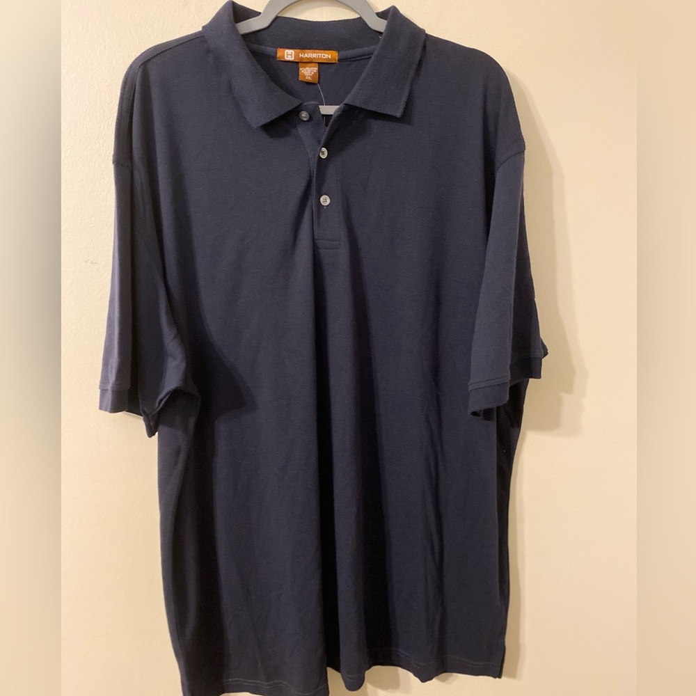 New NWT Harriton Navy Blue Basic Polo Shirt Short Sleeve‎ Mens Size 2XL XXL